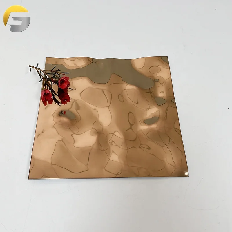CL0147 PVD color free sample metal stainless steel water ripple sheet for hotel decoration