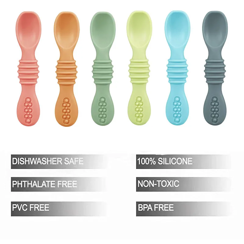 Wholesale Silicone Soft Spoon Food Grade Baby Led Weaning Utensils Silicone Baby Spoons for Toddler Infant Spoon First Stage