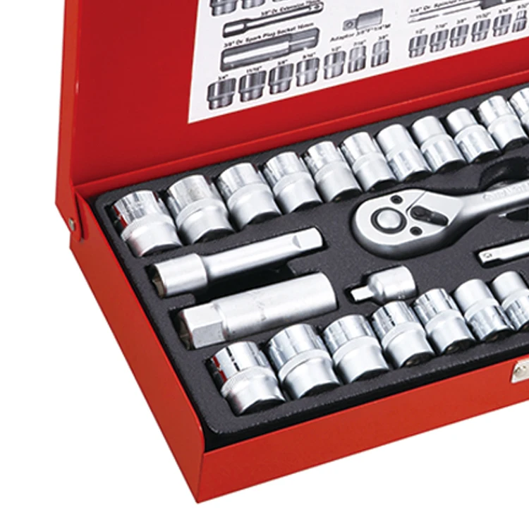 Новейший дизайн, высокое качество, 41 шт., набор хромированных насадок 1/4 и 3/8 дюйма, набор инструментов