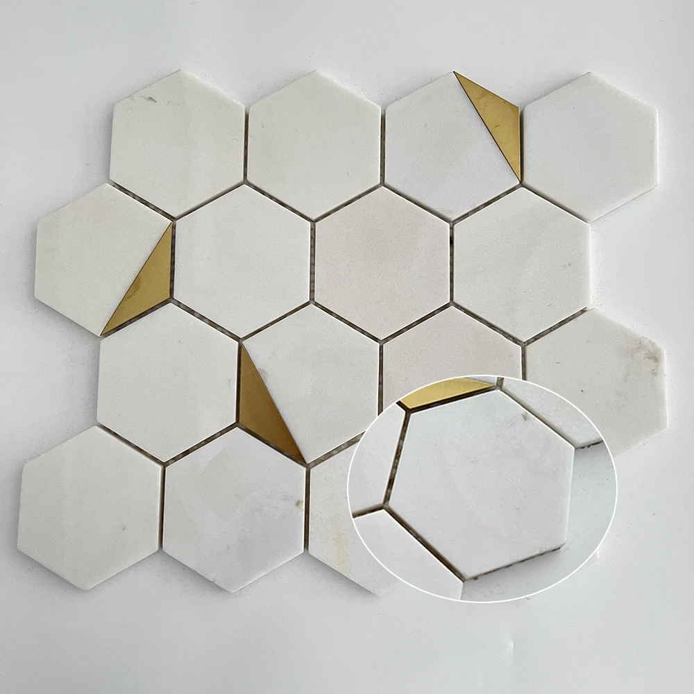 Wholesale Irregular Mosaic Hexagon Indoor Interior Wall Decoration Marble Carrara White Stone Mosaic Tiles For Kitchen Bathroom