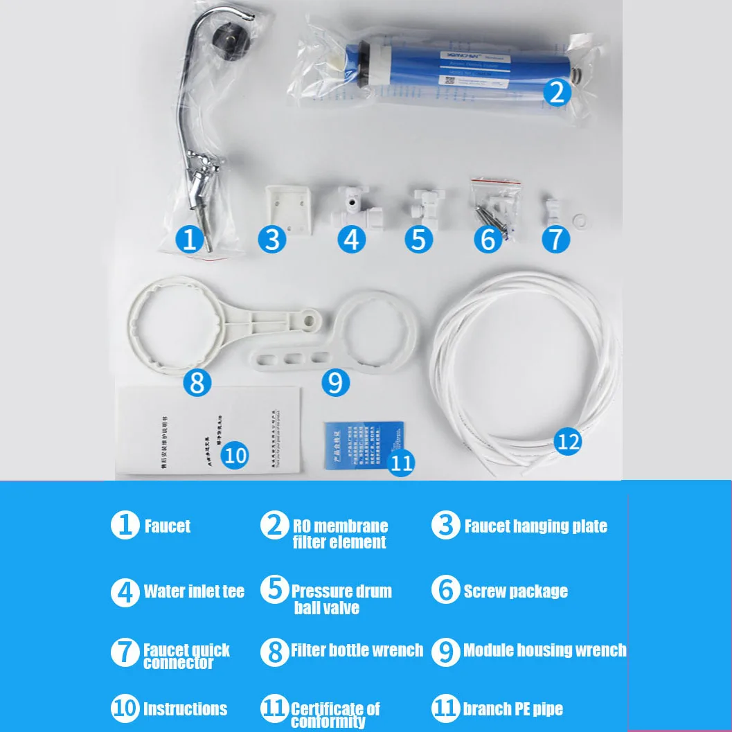 100g flow rate of the latest household 4-stage RO filter water purifier