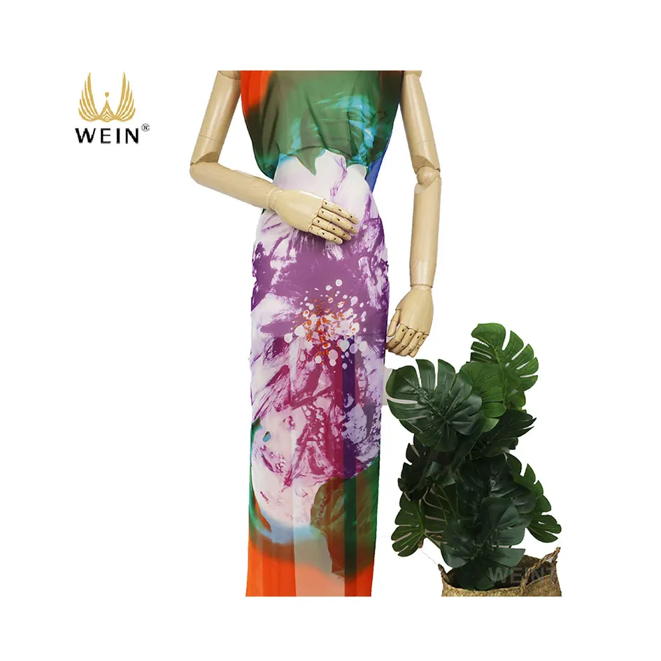 WI-A02 низкая цена, жоржет с принтом, шифоновая ткань, в наличии, шелк, фанрик, полиэстер для сомалийского шарфа и платья