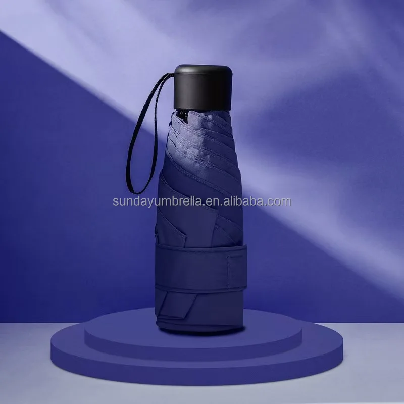 SD Custom Compact 5-Fold Rain Umbrella Super Light Plastic Handle Small Size Sun Protection Beach Custom Logo Printing