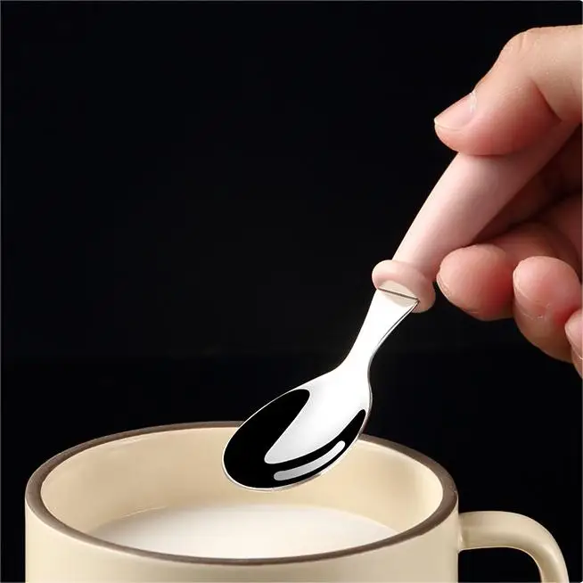 Food Grade 304 Stainless Steel Cute Fork Spoon Children Kids Flatware with ABS Handle