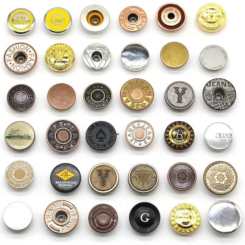 Дизайнерские необычные металлические пуговицы под заказ для одежды из цинкового сплава джинсов