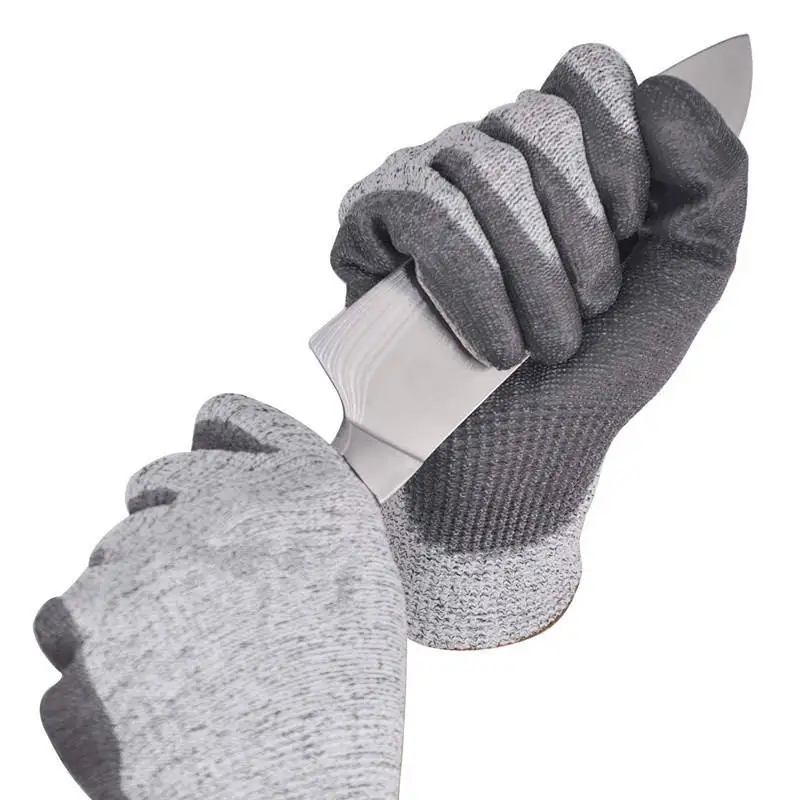 Work Safety HPPE 5 Level Anti Cutting Gloves PU Coated Grip Cut Resistant Working Gloves