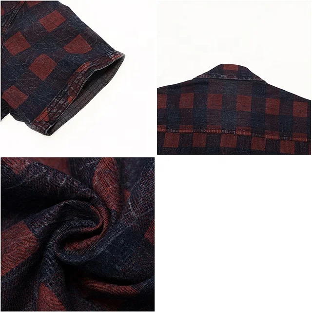 2023 New summer short sleeve men causal denim business shirt