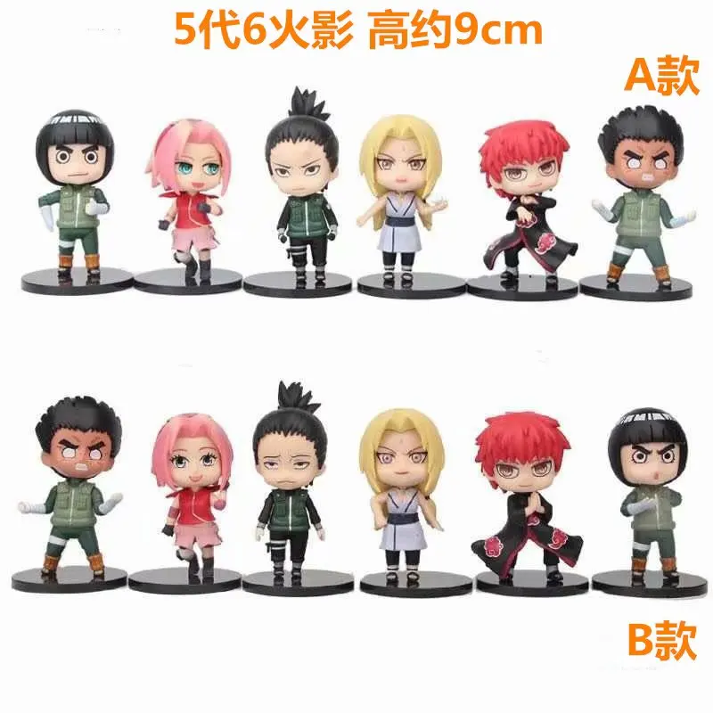  12 Styles 6Pcs/Set 9-12CM Q Version Gaara Hatake Kakashi Jiraiya Sakura Uchiha Itachi Hyuuga Hinata NARUTOES PVC Anime