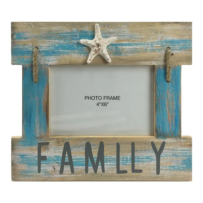 Wooden Finish Antique Family Decorative Picture Frames Photo Frame Wall Frame Picture with Resin Starfish
