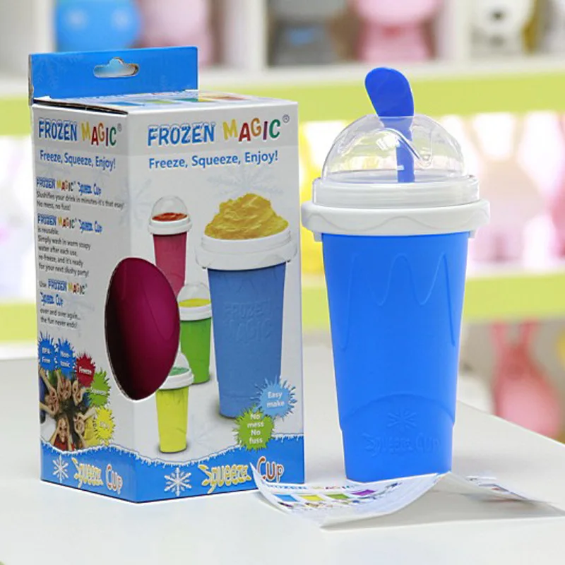 Frozen Squeeze Slushy Cup Maker Private Labeling Smoothie Cups Magic Slushy With Lid And Straw