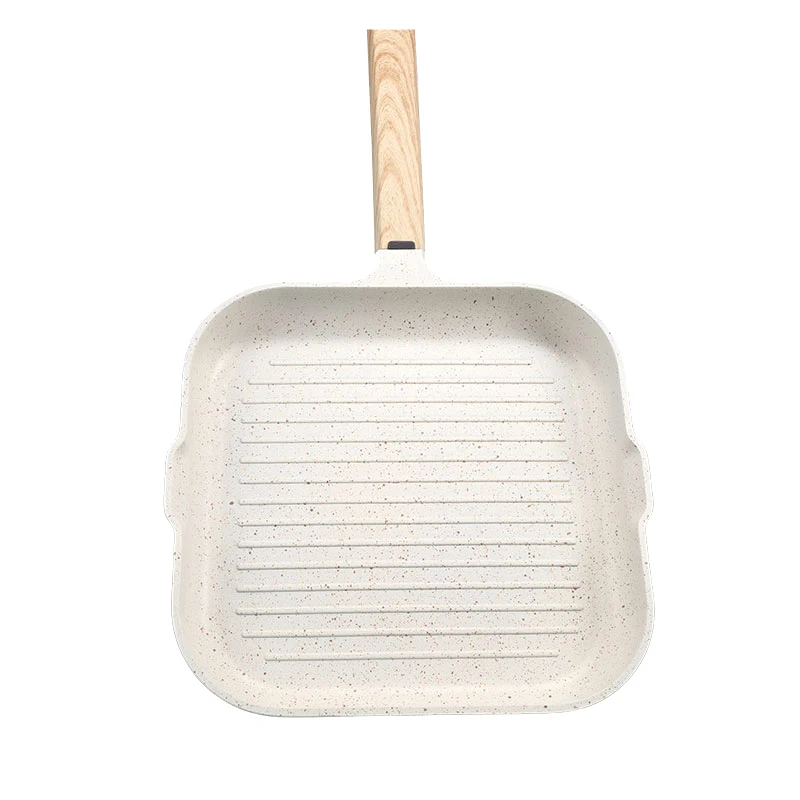 Mini Lightweight Wooden Handle Non Stick Aluminum Steak Frypan