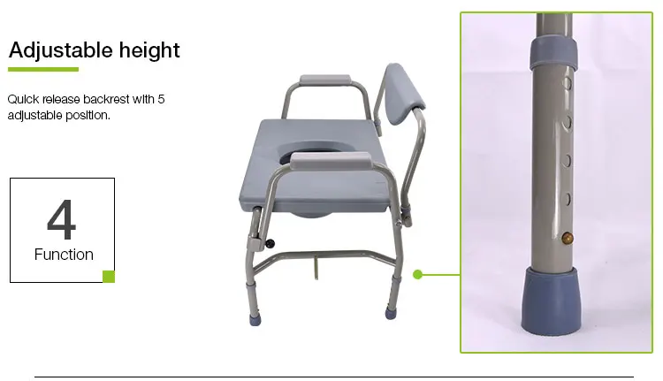 China New Patent Wholesale Suncare Extra -Wide Bariatric height adjustable Commode chair with bucker