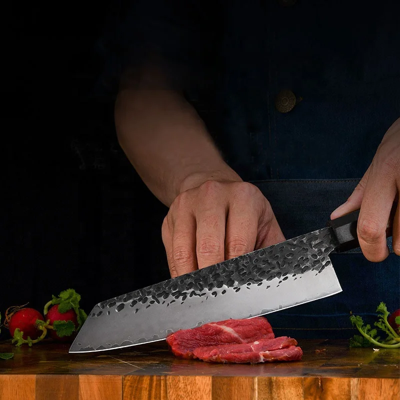 High carbon steel 9CR18mov knives octagonal rosewood and ebony wood handle Japanese kitchen chef knife set