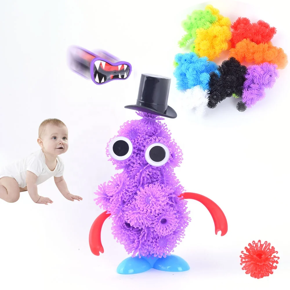 funny changeable decompression novelty pinch sticky connecting ball kids toy puzzle building blocks splicing sticky ball