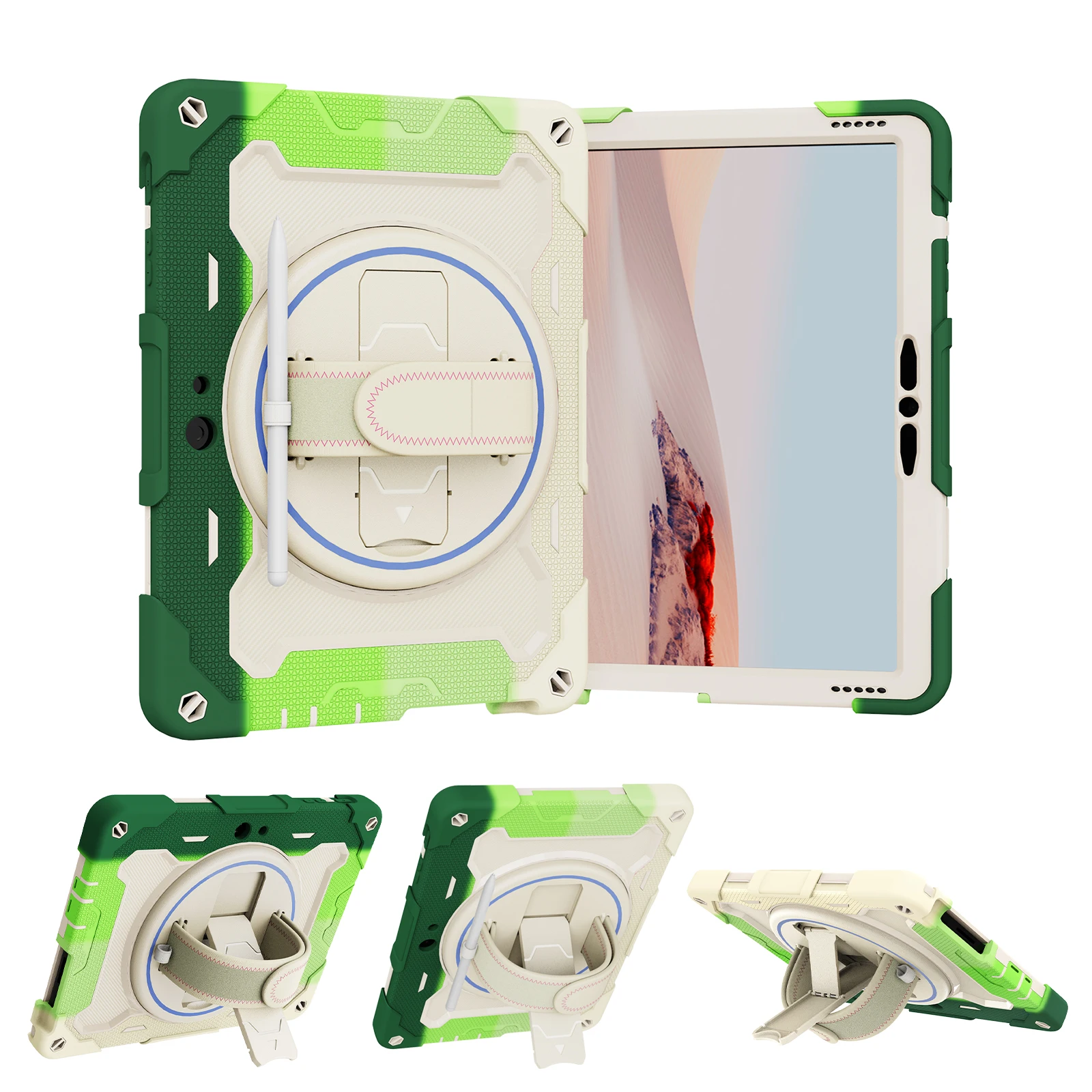 New Style Silicon+PC Hybrid Rugged Case 360 Rotation Heavy Duty Shell Tablet Cover for Microsoft Surface Go 1 2 3