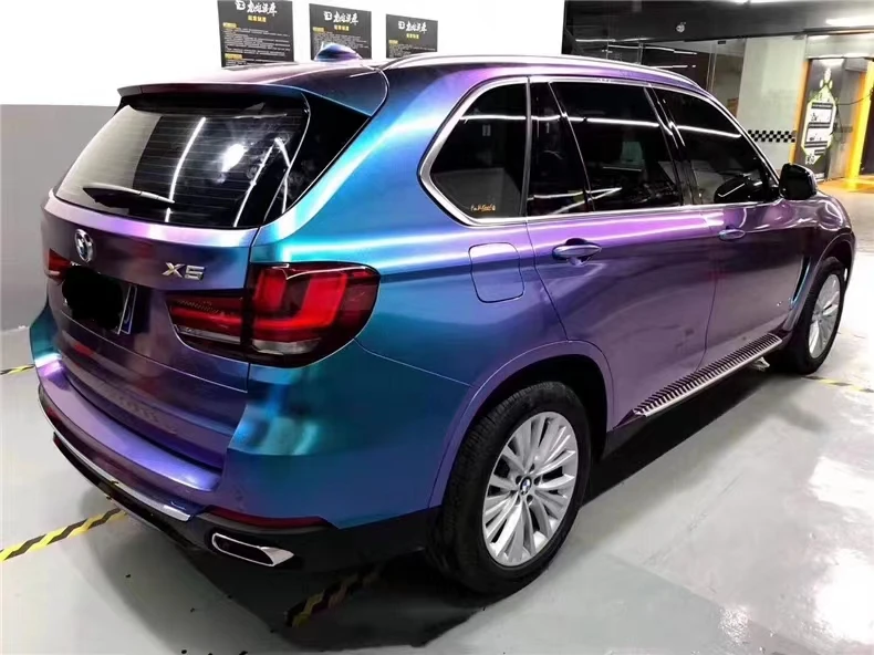 Premium Glossy Chameleon Diamond Glitter Purple Red Vinyl Film Automobiles Car Wrap Foil Sticker Decal Air Release