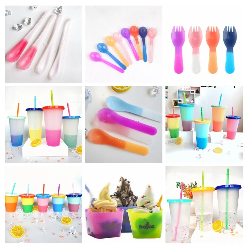 Wholesale factory small custom clear blue disposable plastic mini fork for fruit dessert and frozen cakes