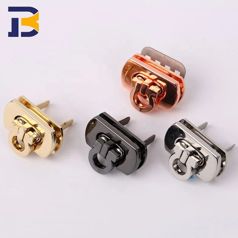 China Lock Manufacturer Custom Bag Accessories Rectangle Turn Lock Handbag Hardware Metal Twist Lock