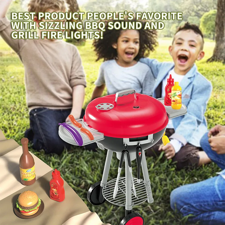 KSF Kitchenware Toys Cooking Set Food Pretend Play Light Sound Induction Oven Mini Kitchen Ware Barbecue Grill For Children Toys