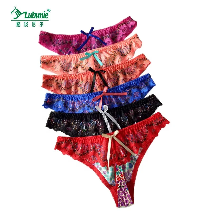 LUBUNIE China wholesale anti-bacterial elegant lace women mature g-string