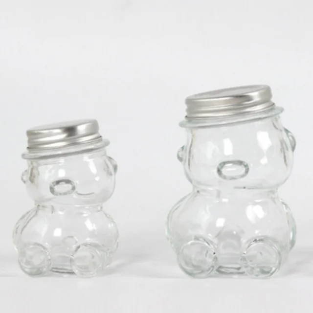 50ml 80ml 160ml 300ml Teddy Bear Shape Glass Jar Candy With Twist Off Lid