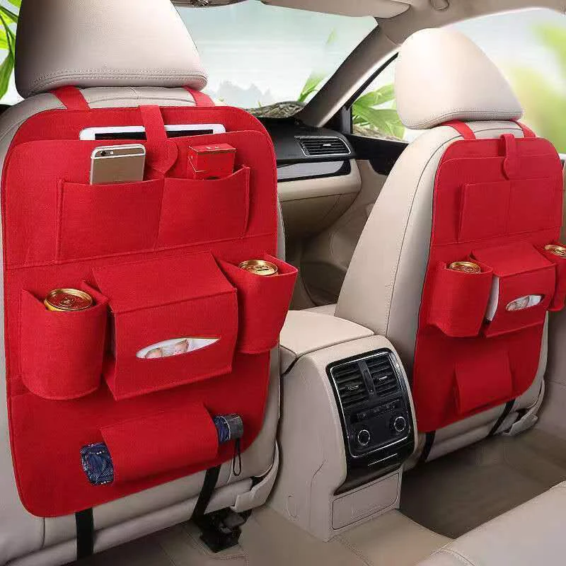 Felt Car Back Seat Organizer Back Seat Bag Protector Accessories Car Seat Hanging Storage Bag