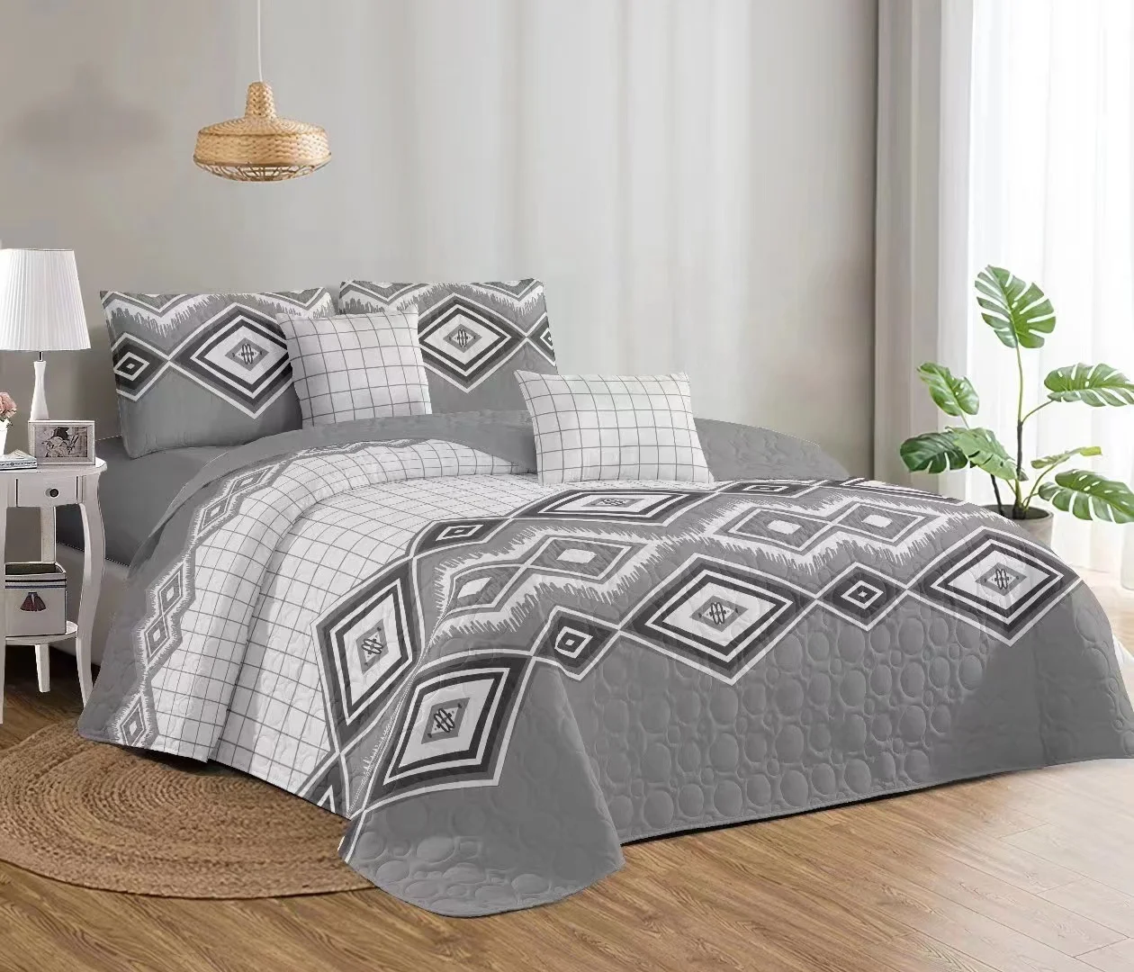 High Quality Printed Coverlet Patchwork Quilts Bedspread Bedding Set