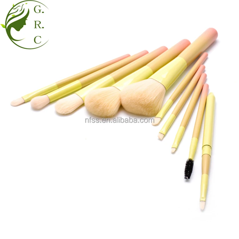 Novel Design Low Price Beauty Makeup Tools Cosmetic Brushes 10Pcs Color Changing Make Up Brush Set With Holder Bucket Case Bag