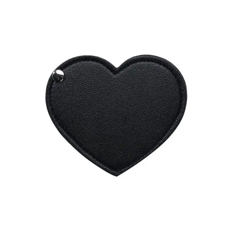 Travel Heart Shaped Pu Leather Makeup Mirror Custom Logo Rotatable Stainless Steel Cosmetic Pocket Mirrors For Women