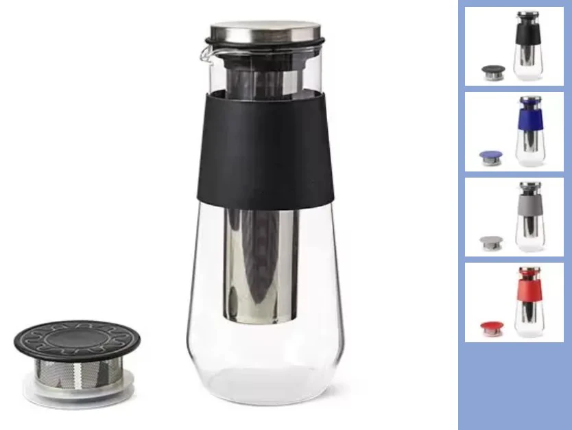 Easy To Clean Reusable Stainless Steel Mesh Filter Pitcher Jar Airtight Ice Tea Brewer Cold Brew Coffee Maker