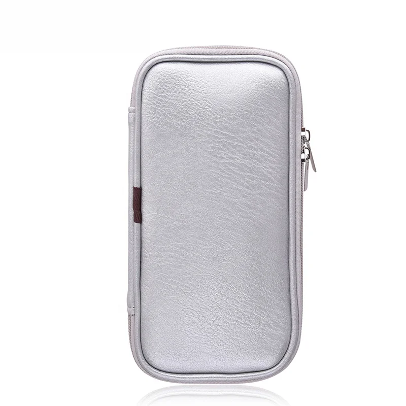 Miyaup silver handle make up brush with pouch gray synthetic hair makeup brush set