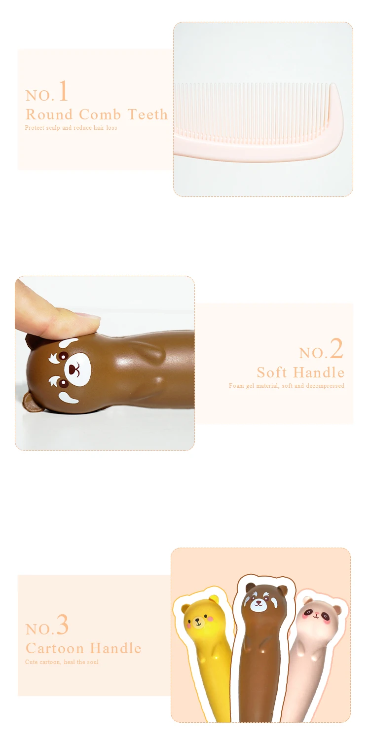 cartoon leopard compact pins hairbrush