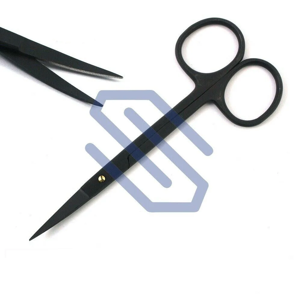 Iris Scissors Curved 11.5cm micro serrated Surgical Ophthalmic Instruments Black Stainless Steel