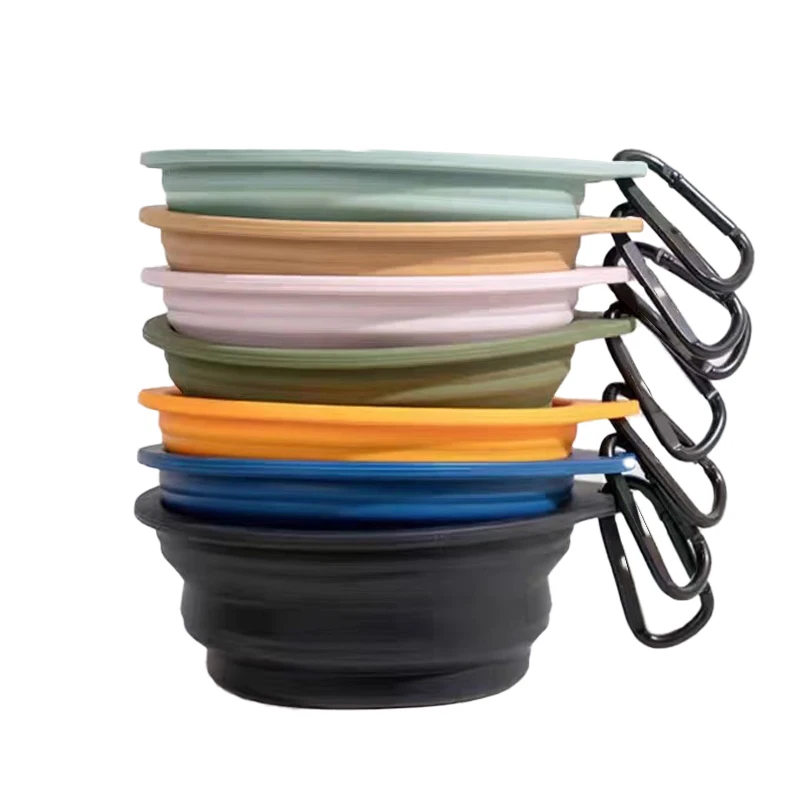 Portable Travel Pet Food and Water Bowl Collapsible Silicone Dog Bowl Stocked Feature Foldable Design travel dog bowl