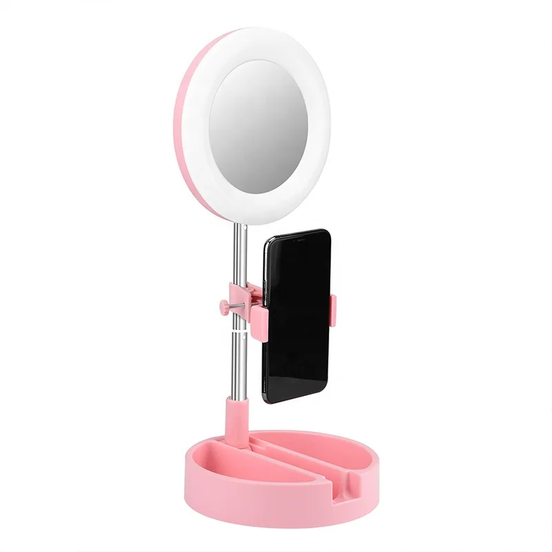 Factory Manufacture Photographic Dimmable Mini Desktop Led Camera Ringlight with Tripod Stand and Phone Holder for Makeup Video