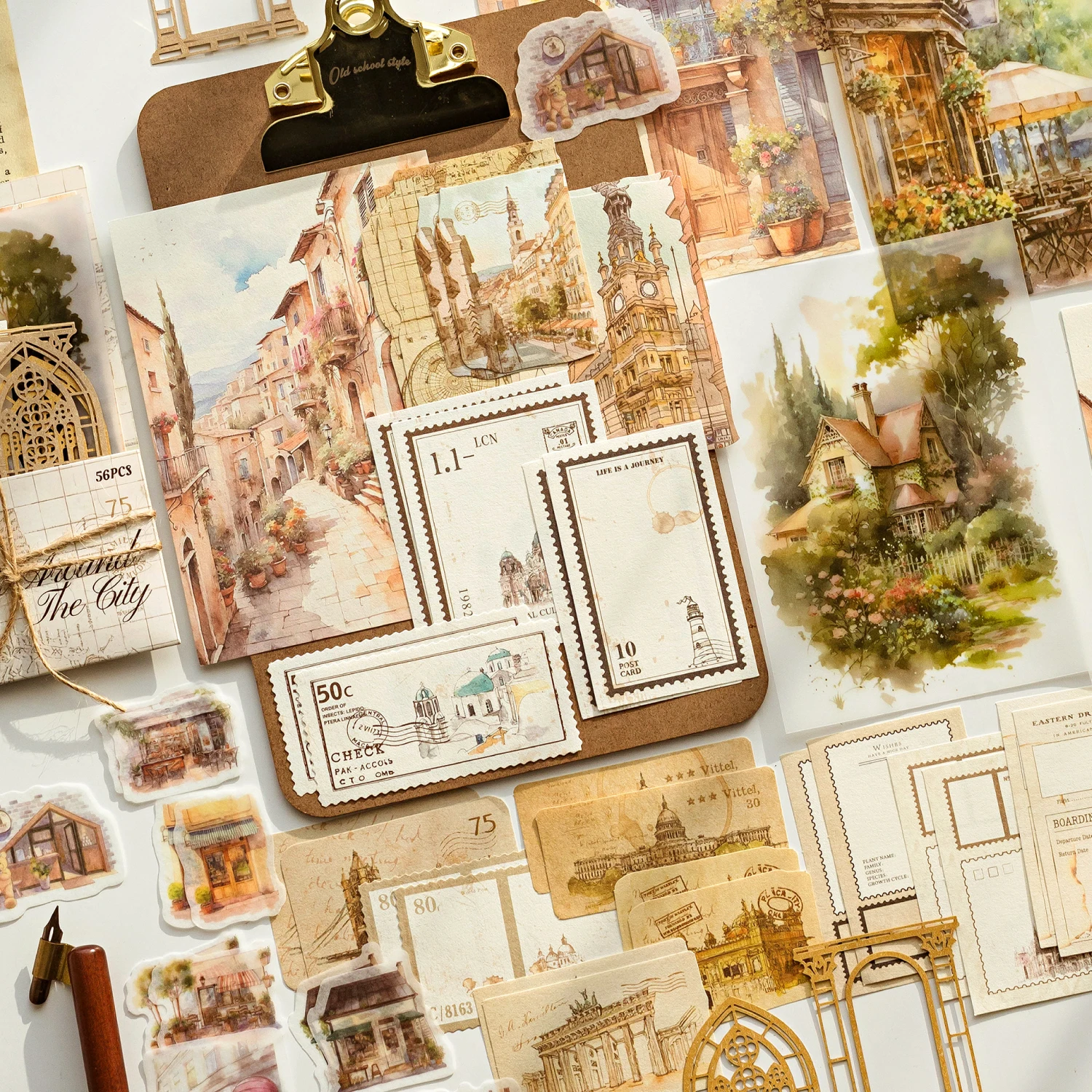 Elegant Style DIY Journal Stationery Scrapbooking Set Includes Retro Medieval Style Loose Leaf Memo Pad Hand Account Frame Maple