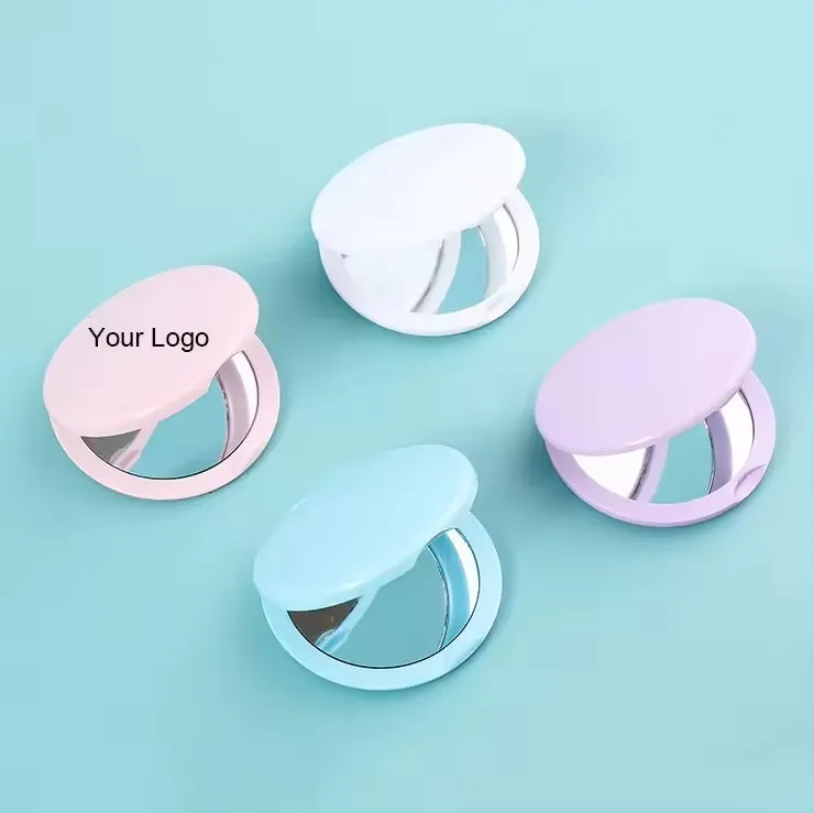 LIFENG Custom Logo Mini Hand Held Makeup mirror Double-Sided ABS Handheld Cosmetic Compact Pocket Mirror for Travel