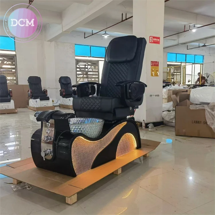2024 Modern Professional Black Reclining Pedicure Chairs Massage Manicure Pedicure Chair for Nail Spa
