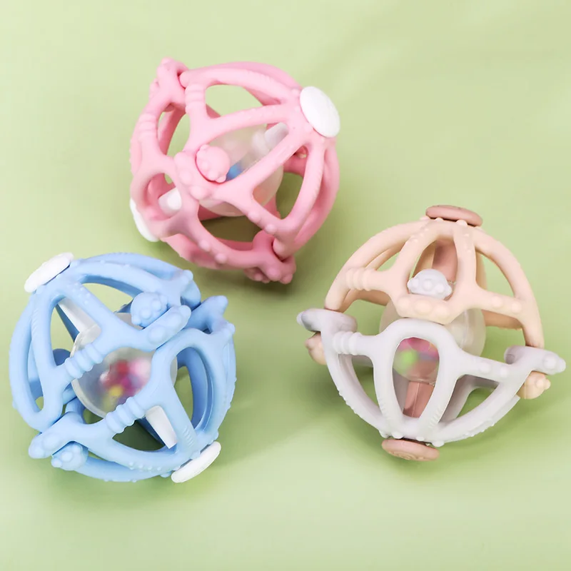 Baby Teething Toy Bpa Free Silicone Teething Early Education Rattles Toys For Newborn Sensory Toy