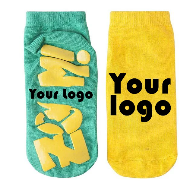Uron manufacturer  factory price custom logo grip Trampoline park cotton polyester kids Sock