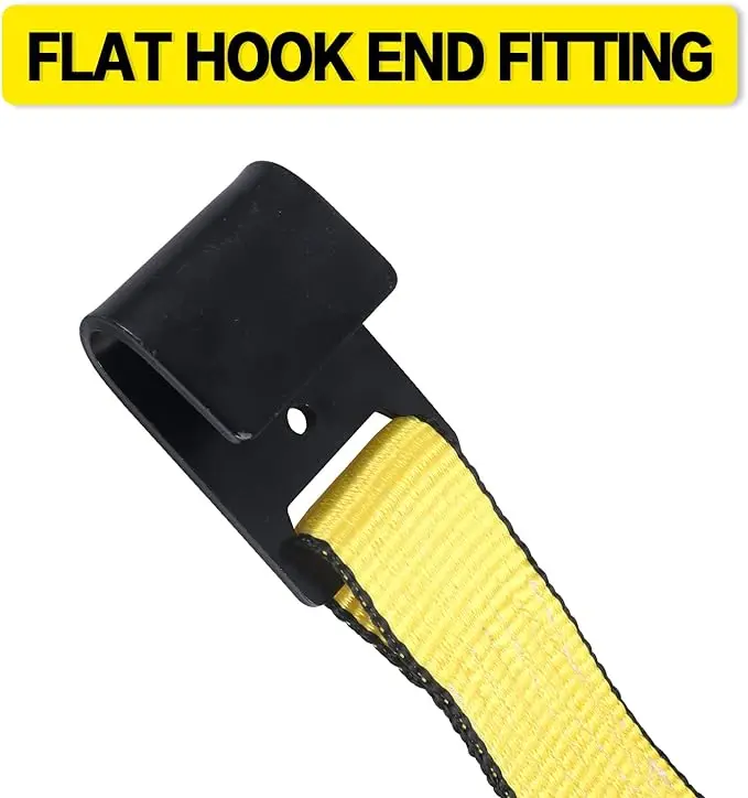 Heavy Duty  Polyester 2' Winch Strap With Wire Hooks With Covering   Cargo Winch Strap