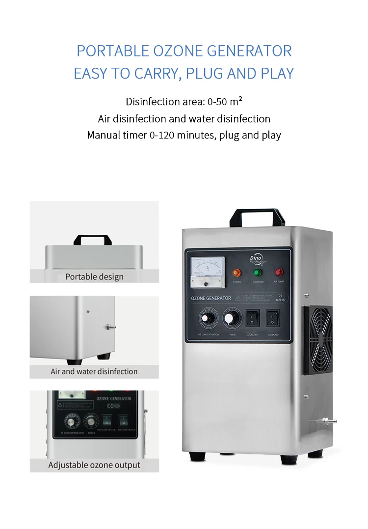 Portable 5G Purificacion de aire con ozono Ozone Generator for Smoke Smell Generador de ozono