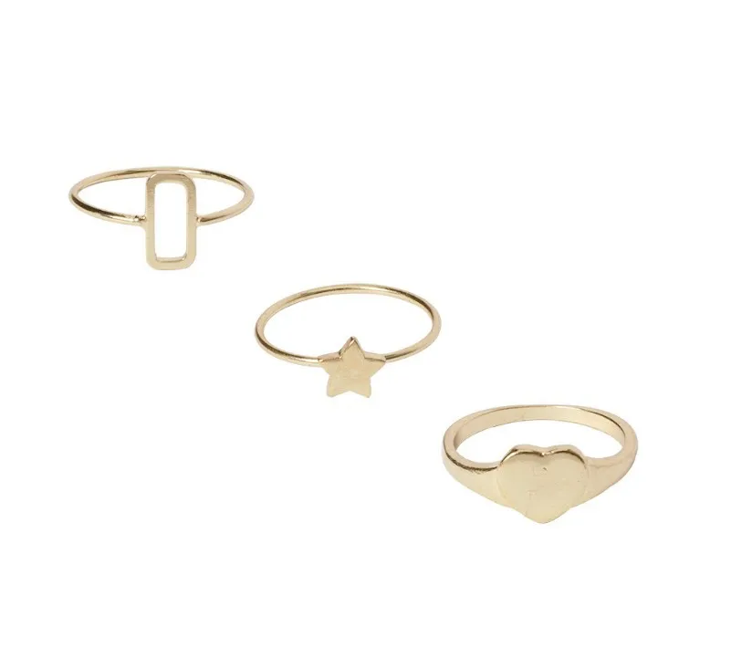 Лидер продаж, изысканные популярные ювелирные изделия из нержавеющей стали для женщин, кольца в форме звезды, сердца, модные кольца