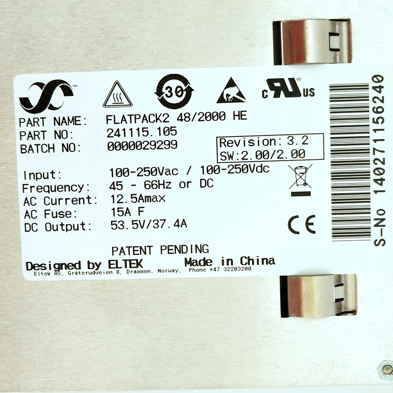  Eltek High efficiency 48V 2000W Module Flatpack2 48/2000 HE( Part No.241115.105)