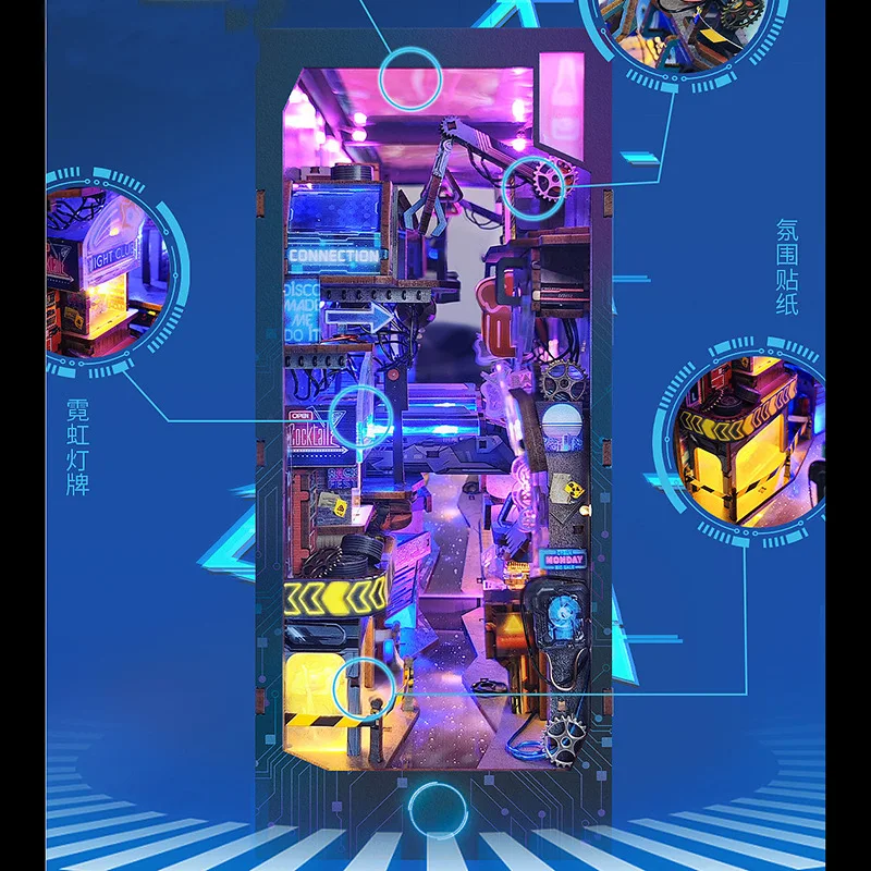 New DIY Book Nook Kit 3D Wooden Bookshelf Miniature Building Kits Creative Model wooden doll house for girls