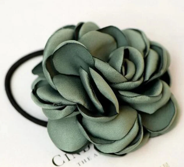 Burned Edge satin flower hair tie