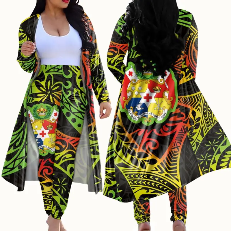 Custom Tonga And Coat Pant New Women Pants 2 Piece 2021 Matwrial Pure Mens Tattoo Attire Style Polynesian Tribal Clothing Print