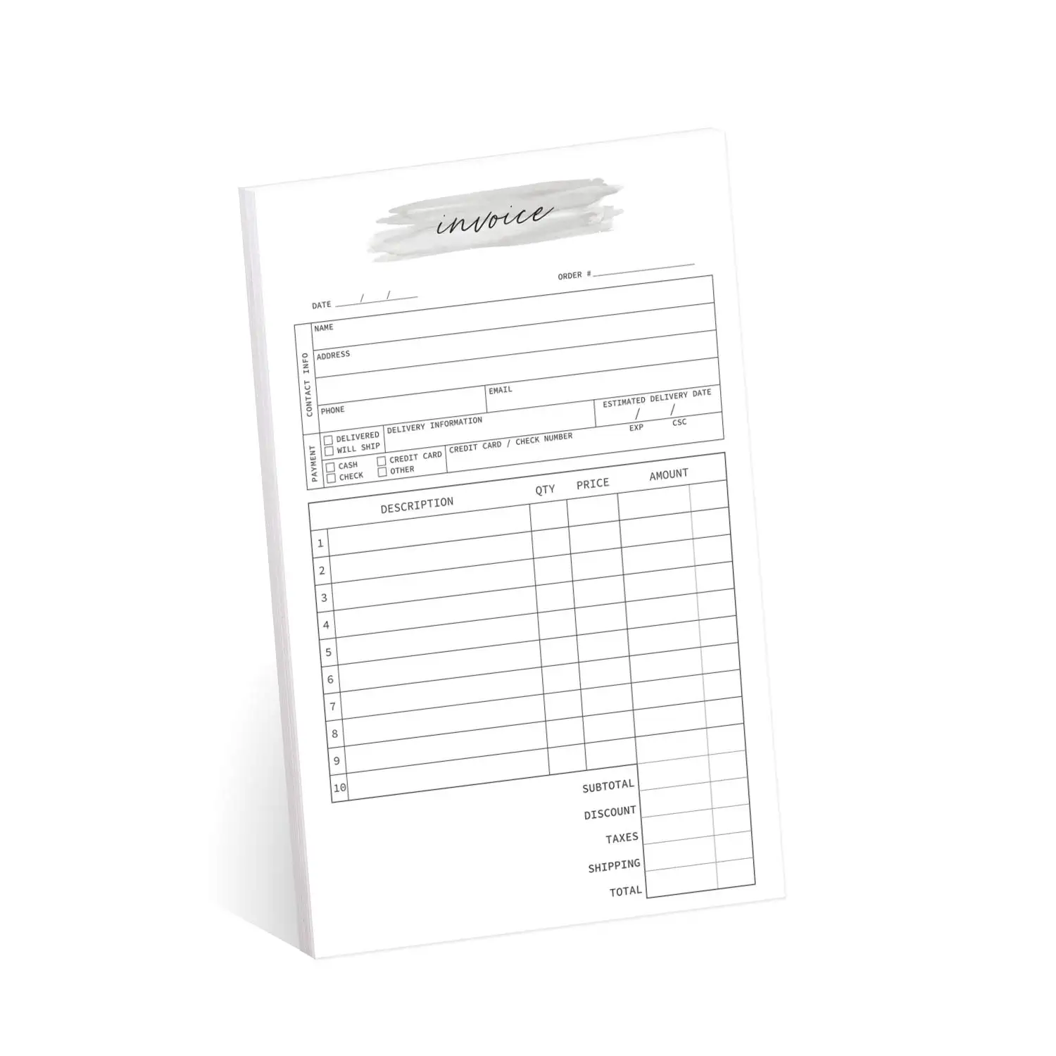 Factory Price Receipt Book Custom with Carbon Copies for Invoice Commercial Order Form Receipts Invoice Book Free Design