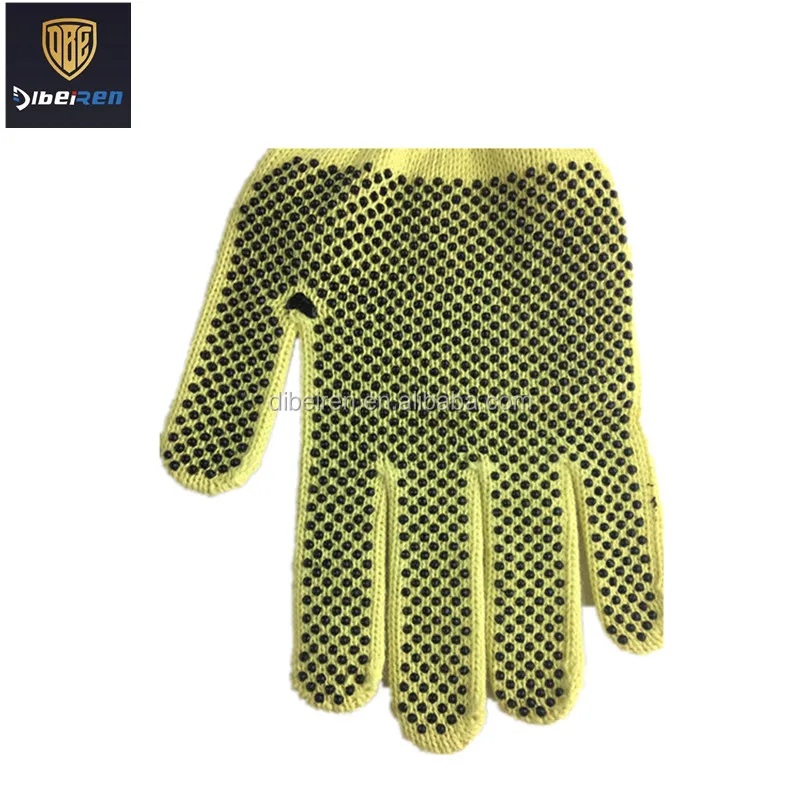 Yellow high quality aramid anti cut resistant safety work gloves
