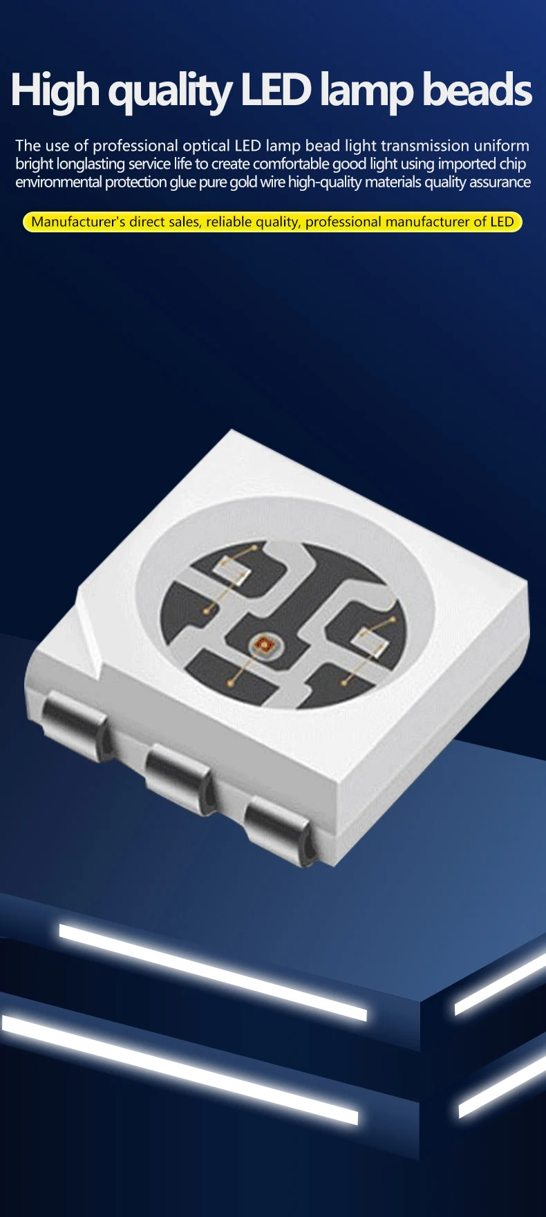 High Power 0.5W-5074 5051 5054 5050 1W 1.5W 3W SMD RGB RGBW LED Chip for Neon Sign 5mm Size